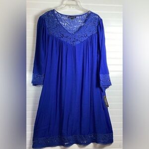 ZAC & RACHEL NWT Women's 2X Lace Blue Tunic Dress Lined Mini Dress